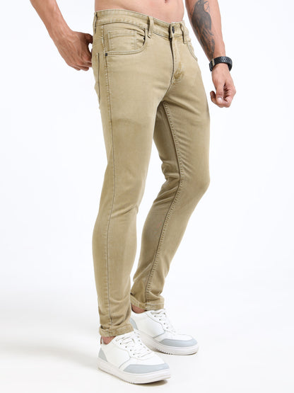 MARKSMITH Men's Slim Fit Stretchable Denim jeans Khaki
