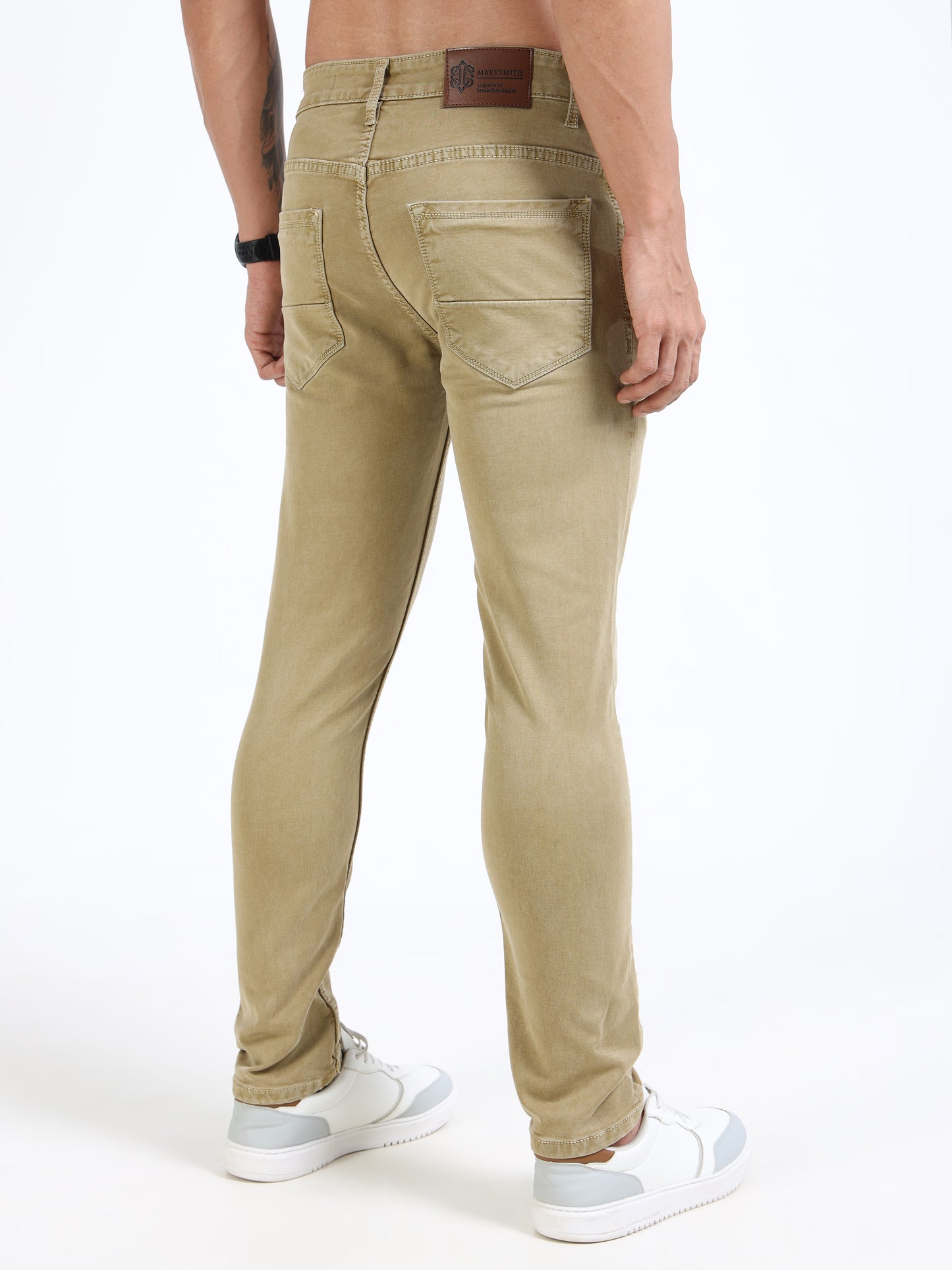 MARKSMITH Men's Slim Fit Stretchable Denim jeans Khaki