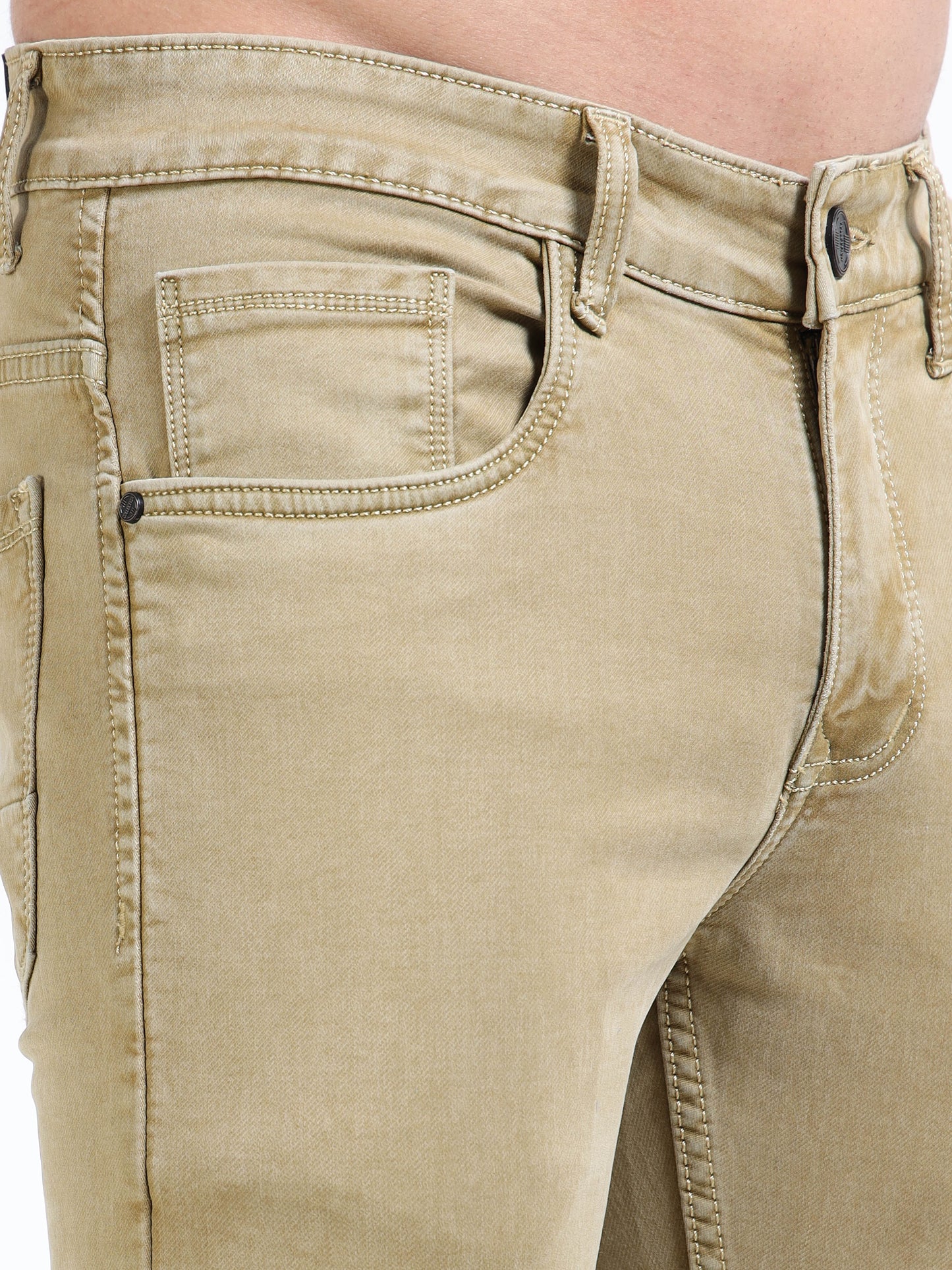 MARKSMITH Men's Slim Fit Stretchable Denim jeans Khaki