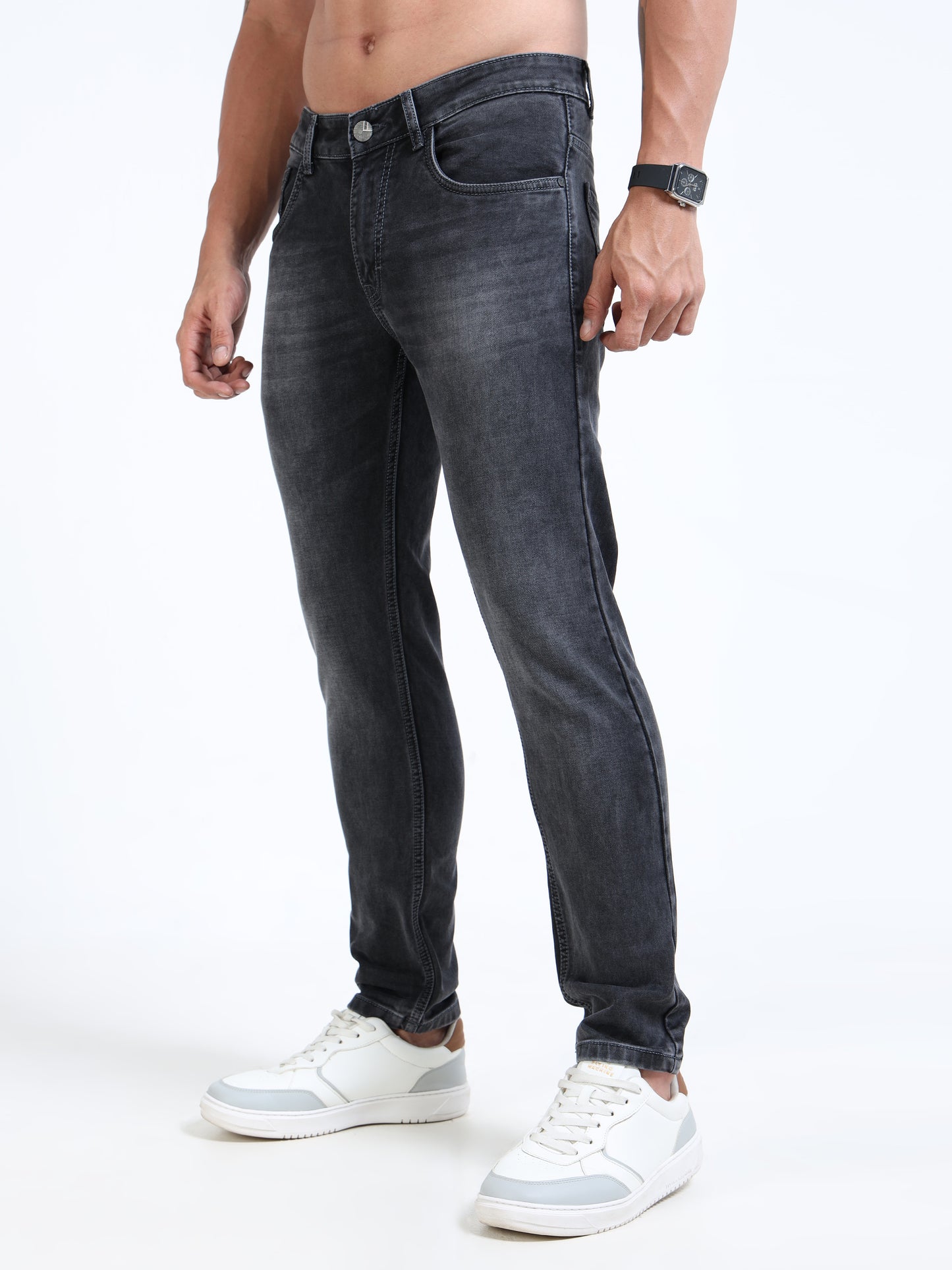 MARKSMITH Men's Slim Fit Stretchable Denim jeans Dark Gray