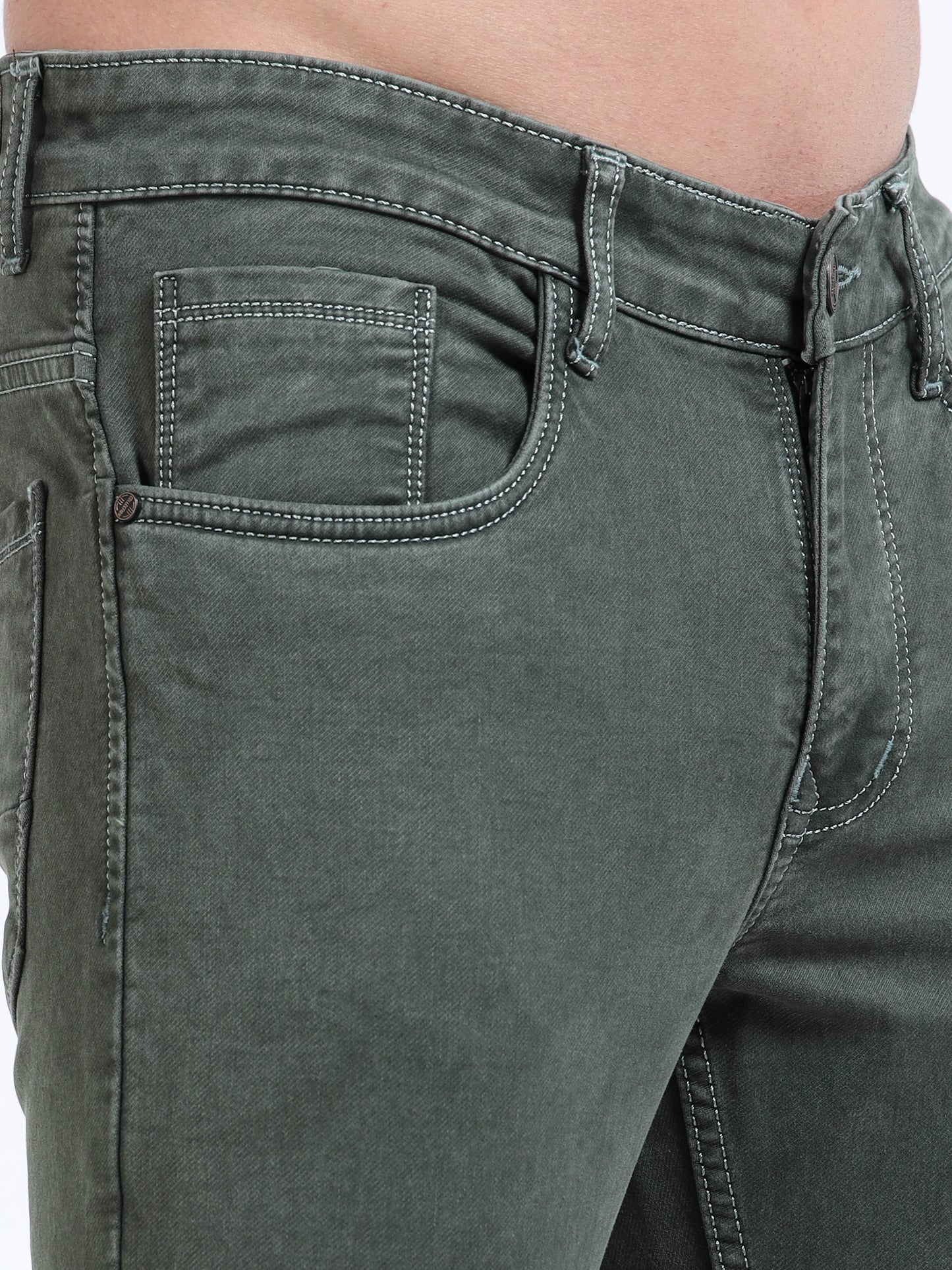 MARKSMITH Men's Slim Fit Stretchable Denim jeans Charcoal Green