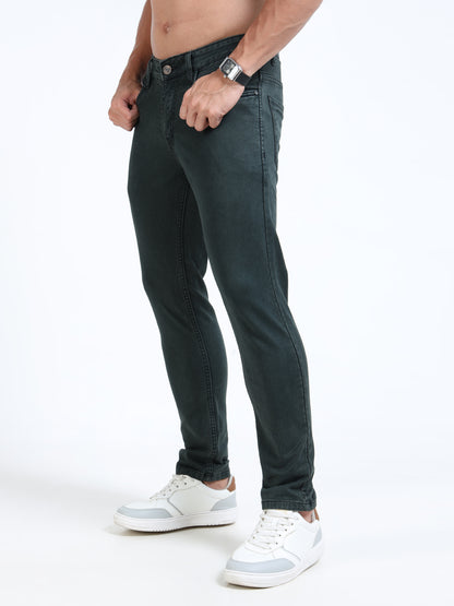 MARKSMITH Men's Slim Fit Stretchable Denim jeans Forest Green