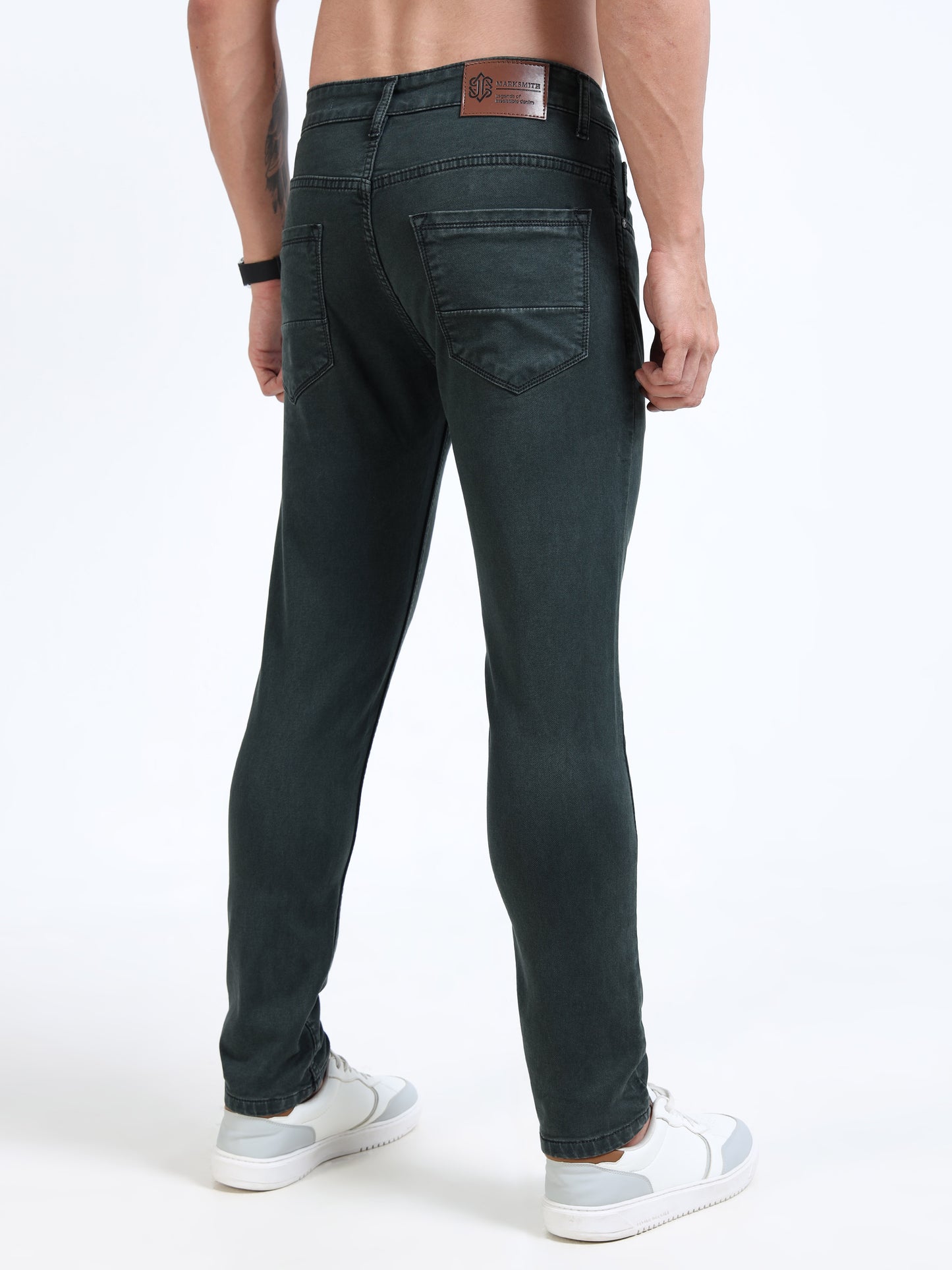 MARKSMITH Men's Slim Fit Stretchable Denim jeans Forest Green