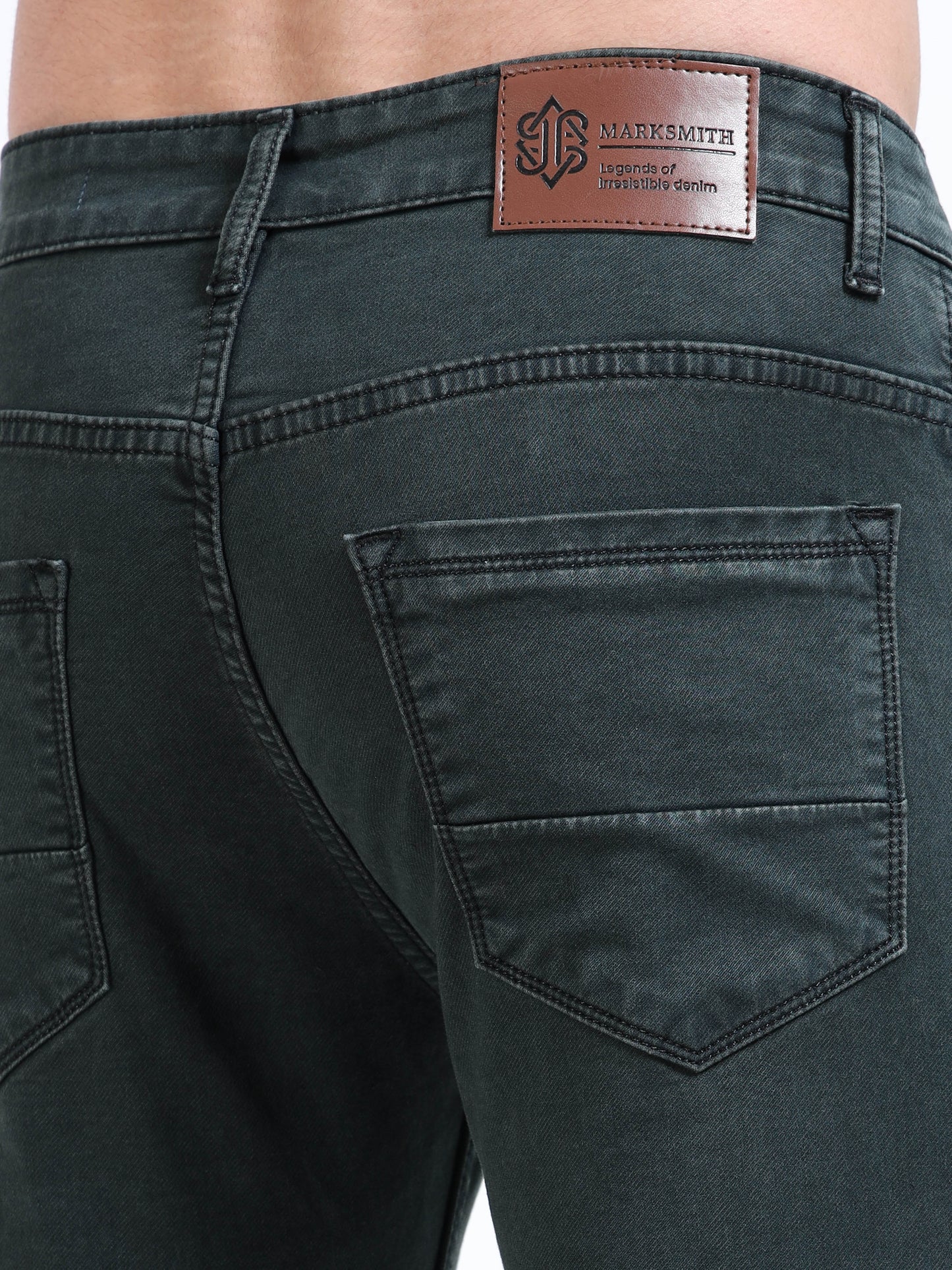 MARKSMITH Men's Slim Fit Stretchable Denim jeans Forest Green