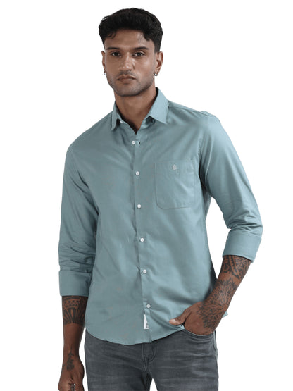 Marksmith Casual Oxford Shrits For Men, Emerald Mist