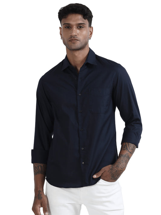 Marksmith Casual Oxford Shrits For Men, Dark Blue