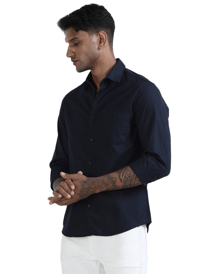 Marksmith Casual Oxford Shrits For Men, Dark Blue