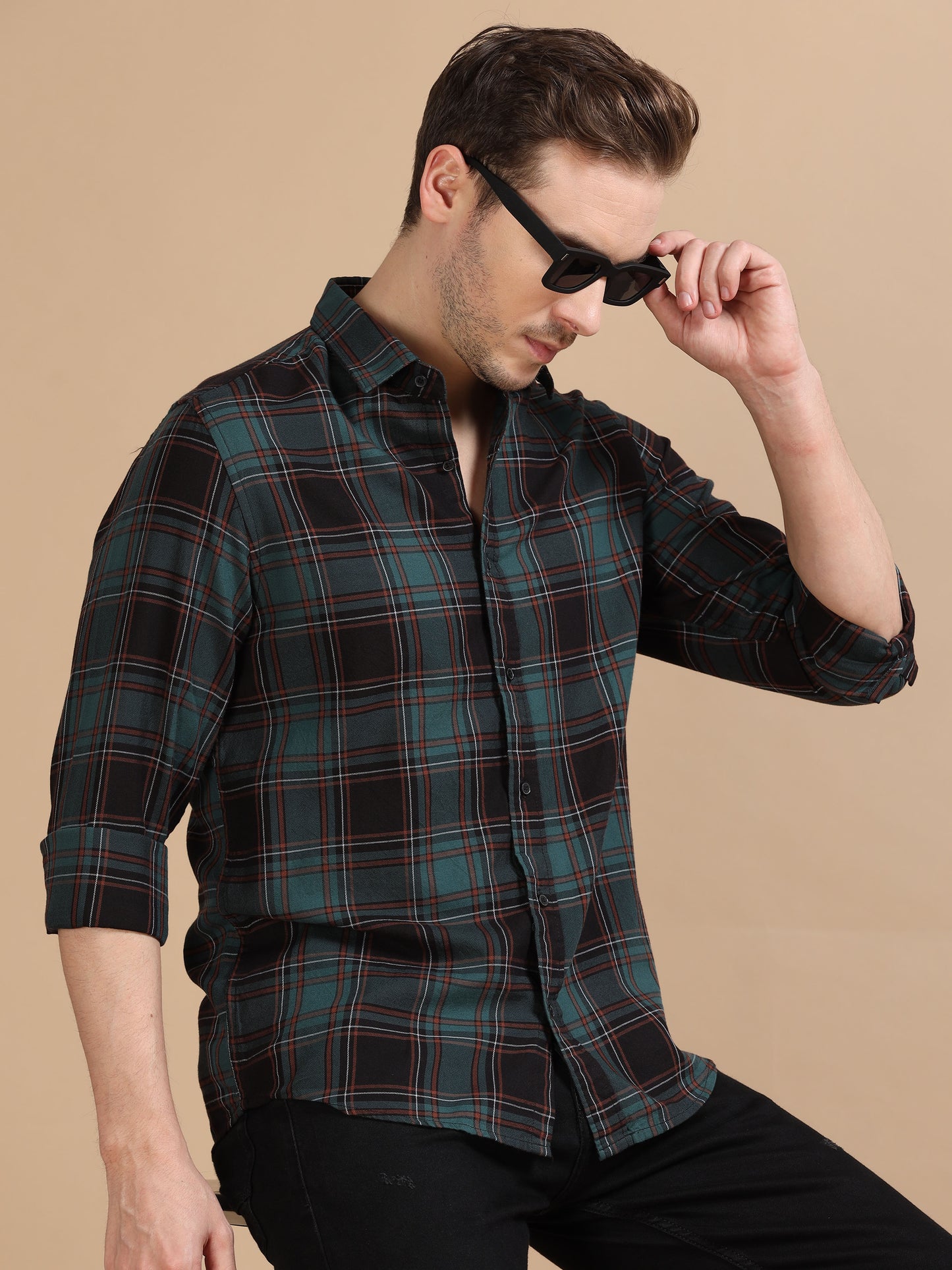 Marksmith Men's Oxford Checkered Slim fit Shirt