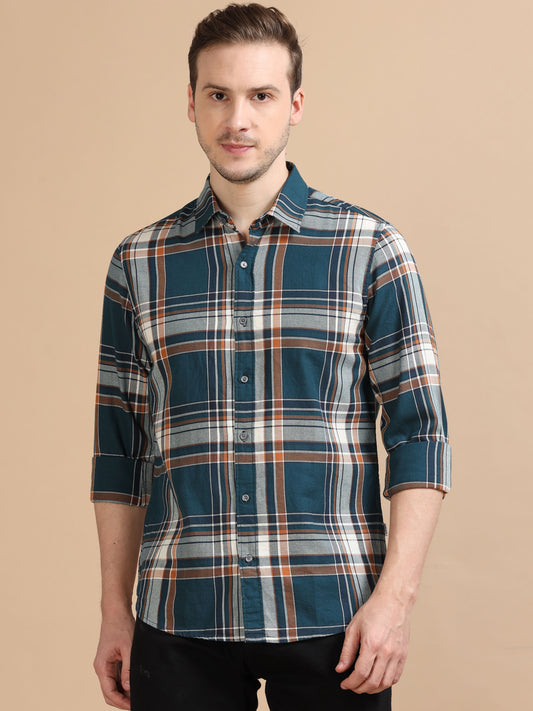 Marksmith Men's Oxford Checkered Slim fit Shirt