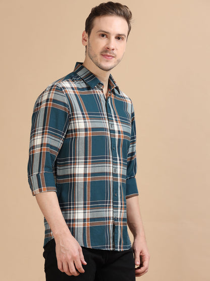 Marksmith Men's Oxford Checkered Slim fit Shirt