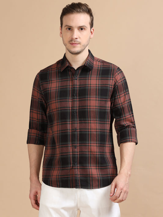Marksmith Men's Oxford Checkered Slim fit Shirt