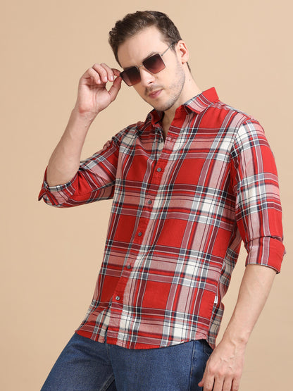 Marksmith Men's Oxford Checkered Slim fit Shirt