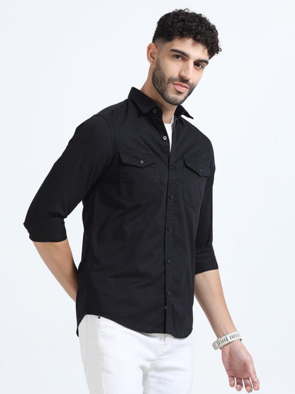 Mark Smith Men's Casual Double pocket flap style black