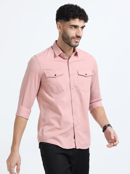 Mark Smith Men's Casual Double pocket flap style Pink