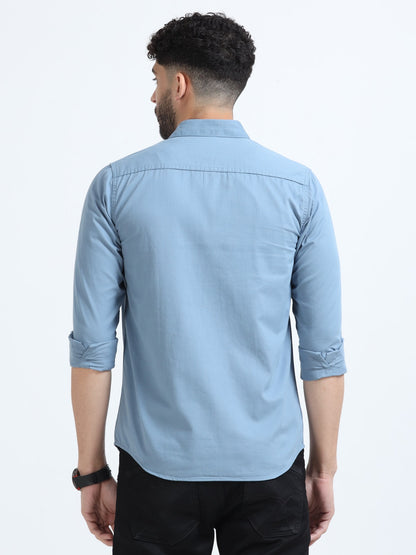 Mark Smith Men's Casual Double pocket flap style sky blue