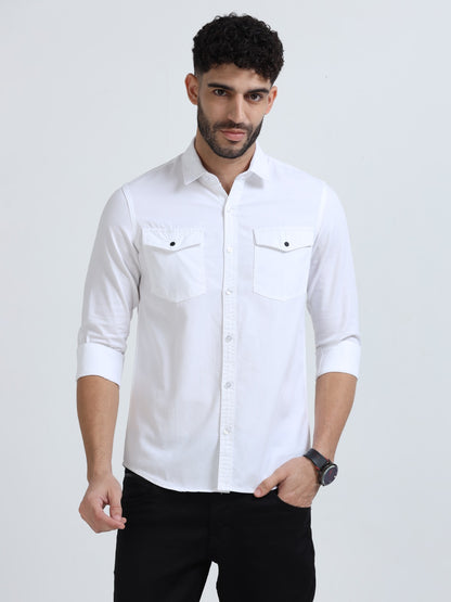 Mark Smith Men's Casual Double pocket flap style white