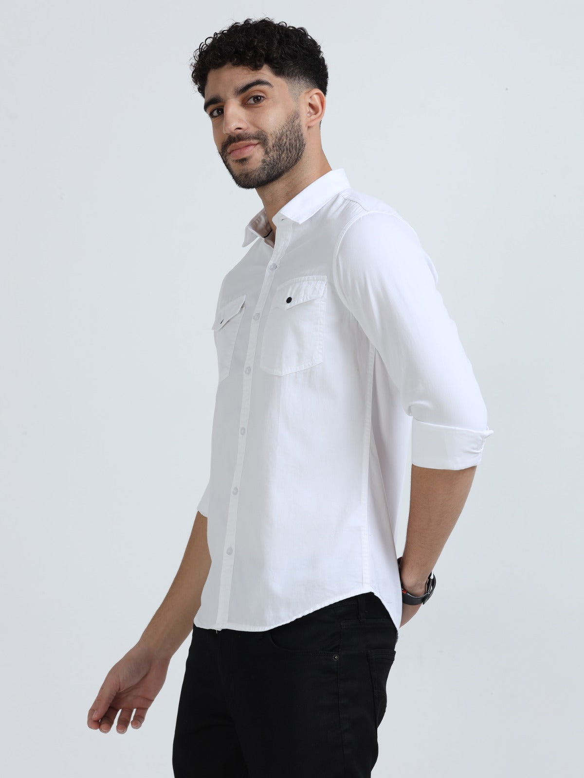 Mark Smith Men's Casual Double pocket flap style white