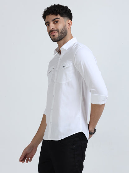 Mark Smith Men's Casual Double pocket flap style white