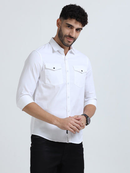 Mark Smith Men's Casual Double pocket flap style white