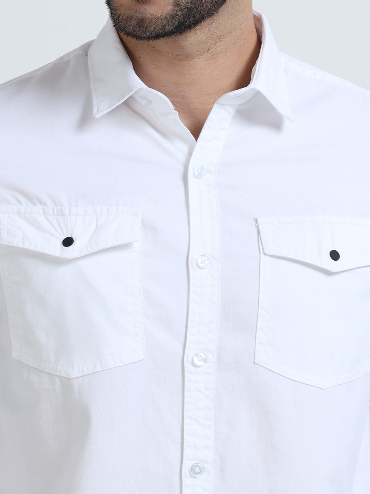 Mark Smith Men's Casual Double pocket flap style white