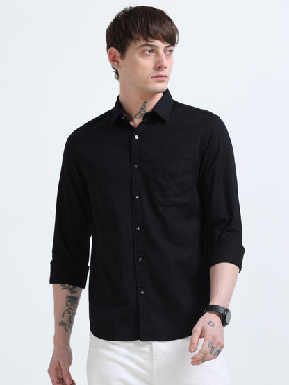 Marksmith Casual Oxford Shrits For Men, Black