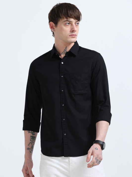 Marksmith Casual Oxford Shrits For Men, Black