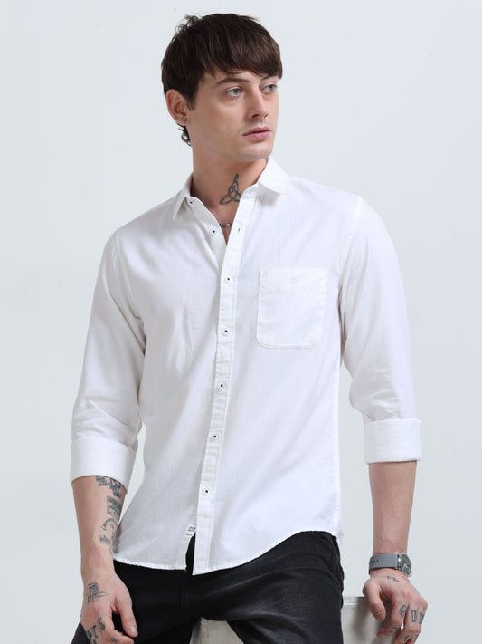 Marksmith Casual Oxford Shrits For Men, White