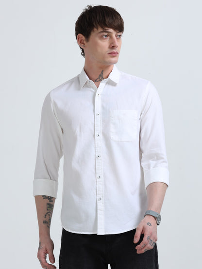 Marksmith Casual Oxford Shrits For Men, White